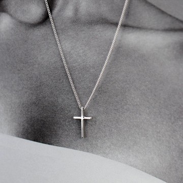 925銀項鏈設計款十字架吊墜簡約時尚百搭男女情侶項鏈生日禮物