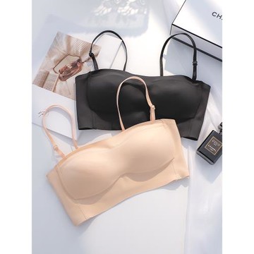 內衣女大胸顯小聚攏收副乳防下垂無肩帶防滑薄款無鋼圈無痕文胸罩
