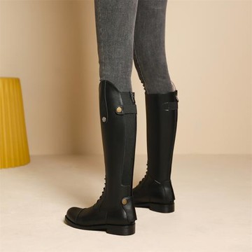 低跟不過膝英倫風高筒西部牛仔靴