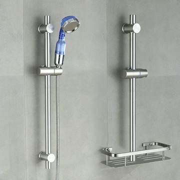 淋浴升降桿 伸降桿 花灑升降桿 淋浴花灑升降桿置物架304不鏽鋼免打孔噴頭固定座免釘配件可調『xy15523』