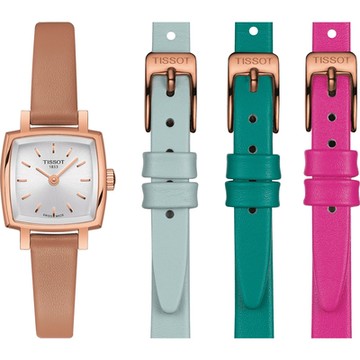 TISSOT 天梭 官方授權 LOVELY 奶茶色女錶 夏季多色錶帶組 新年開運 送禮推薦-20mm/T0581093603101