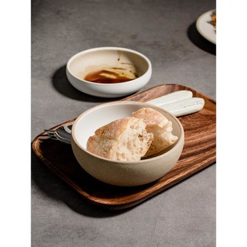 日式復古粗陶餐具白色陶土米飯碗餐廳面碗湯碗家用單個吃飯碗菜碗