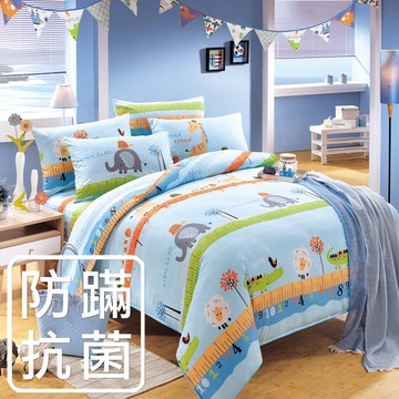 床包枕套組/被套/多尺寸任選 /防蹣抗菌/美國棉授權品牌 / 動物農場 [鴻宇] 台灣製 - 2007藍