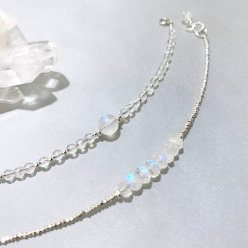 Ops Moonstone silver bracelet-月光石/藍光/純銀/天然石/極簡