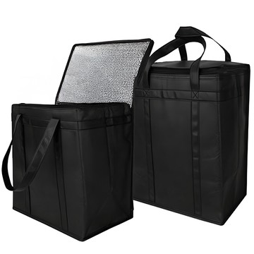GREEGREEN 手提式保冷袋購物袋 2入 無紡布、鋁箔  35.5 x 33 x 20cm  黑色  1組
