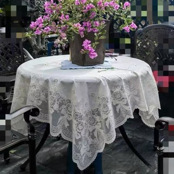戶外桌布防水防曬蕾絲感小圓桌圓形小方桌布庭院陽臺花園室外