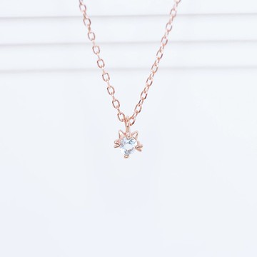 藍托帕石925純銀貓咪項鍊