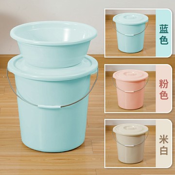 【滿299出貨】水桶帶蓋家用塑料盆學生宿舍用多功能加厚儲水用桶手提圓桶盆子