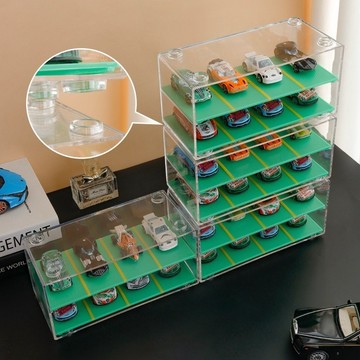 【⚡精選優品】車庫 模型 場景 透明展示盒 玩具車收納 多美卡 1:64仿真汽車模型 停車場