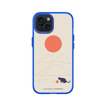 iPhone 15 Clear 激光藍 - ilovedoodle (Lim Heng Swee) - Cat Landscape - Hairball 貓咪貓球