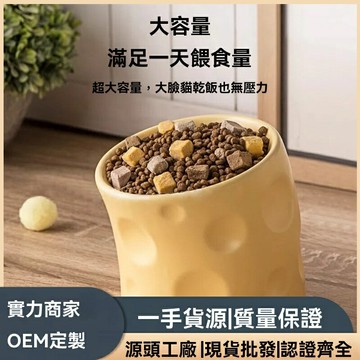 【護頸防打翻】貓碗 寵物碗 貓食盆 貓水碗 狗碗 陶瓷碗 雙碗套裝 斜口護頸設計 加重防滑底座 貓狗通用