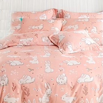 LoveCity 寢城之戀 台灣製 吸濕排汗萊賽爾天絲 兩用被床包組  3.5尺  福兔粉