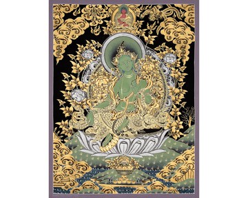 綠度母唐卡 勇氣與保護的象徵