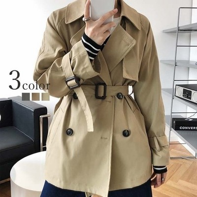 トレンチ ショート丈 アウター レディース 女性 婦人 スプリング ウエストベルト付き 上着 通販 Lineポイント最大get Lineショッピング