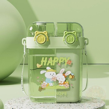 🎉限量優惠🎉夏季熱銷兒童    水杯    學生雙格  吸管杯  可愛卡通便攜雙格分倉飲    水杯