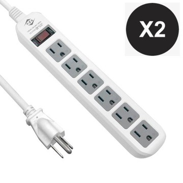 【威電】2入組CK-3166-9 3孔1開6座 電腦 直向插座 延長線 9尺/2.7M(過載斷電 電源線組)