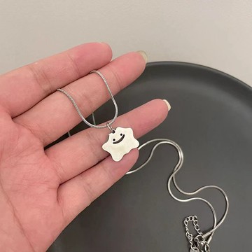 穿搭配件💎甜酷小怪獸笑臉項鏈女ins嘻哈設計小衆甜美鎖骨鏈百搭簡約頸鏈潮