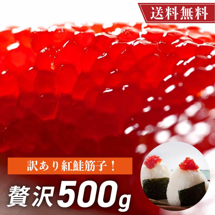 筋子 すじこ 訳あり品 新物 紅鮭 500g  紅鮭筋子 塩漬 昔ながらの塩漬けで お弁当 おにぎり ご飯のお供 にぴったり 冷凍