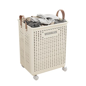 【品樂生活】大容量摺疊透氣髒衣籃(附輪組) LB53L-WT 洗衣籃 置物籃 菜籃