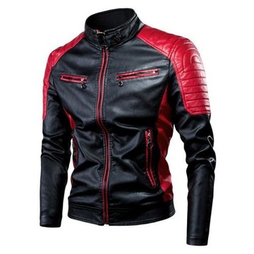外貿跨境皮衣插色立領PU皮機車服外套春秋季薄款休閑皮夾克男ebay