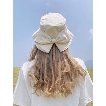 帽子女潮大檐帽女夏季日系漁夫帽休閑赫本風防曬蝴蝶結百搭遮陽帽