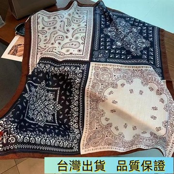 💥台灣热卖💥 複古新款四格腰果時尚70絲巾棉麻方巾圍巾襯衫領巾時尚綁腰圍巾