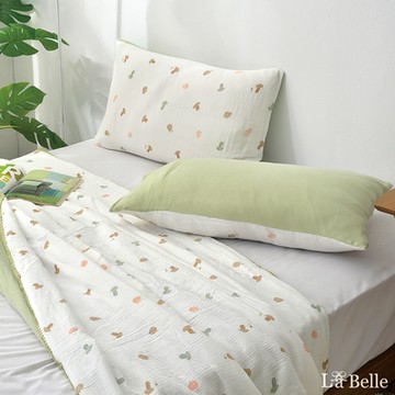 【Great Living格蕾寢飾】義大利La Belle 繽紛小蘑菇 日系親膚純棉水洗雙層泡泡紗信封枕套--2入