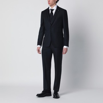Single-breasted navy blue wool suit