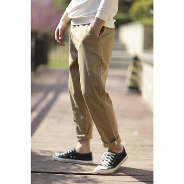 牛貨！日系復古風 新款男士松緊腰寬松直筒褲 男百搭休閑褲工裝褲