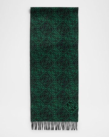 Anagram-Print Wool Blend Scarf