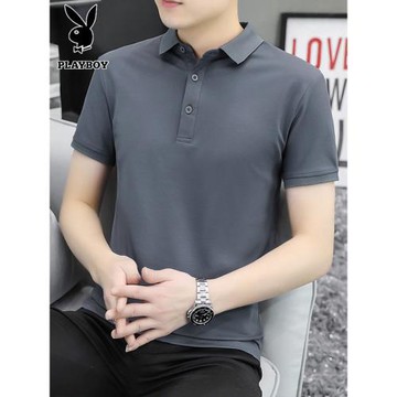 花花公子夏薄款男士Polo衫短袖體恤男休閑翻領保羅衫上衣有領T恤