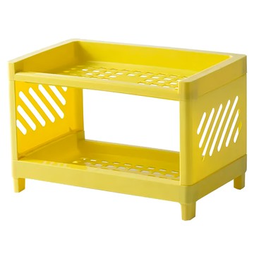 E.City 多功能雙層桌面置物收納盒 PP塑料 化妝瓶/飾品/文具/廚衛用品收納  顏色隨機  2個