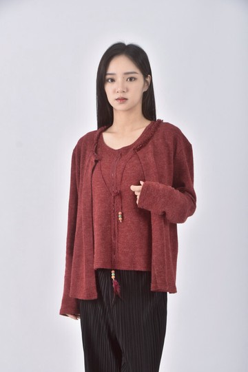 (S) jsair shuoh質感兩件式紅色上衣