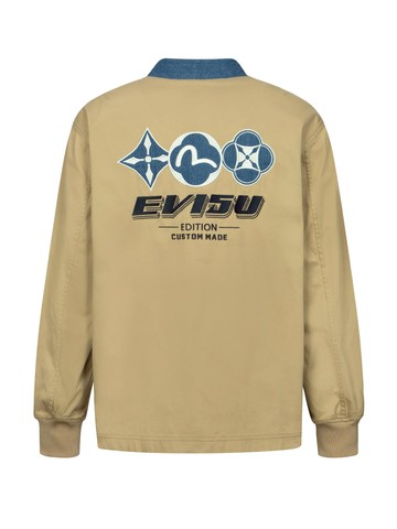 Kamon Appliqué Relax Fit Woven Cardigan