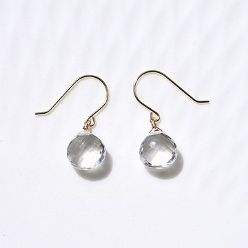 14KGF 水晶栗子形切割耳環 Arlette