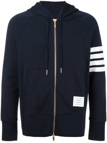 Thom Browne - 4-Bar jersey zip-up hoodie - men - Cotton - 5 - Blue