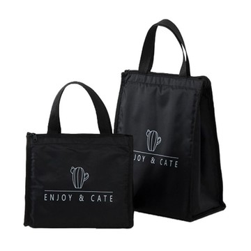 純黑插畫加厚保溫便當袋(豎款-款式隨機) [大買家]