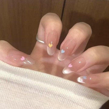 🎀台灣出貨🎀【半手工細膩】新款顯白ins腮紅法式貓眼愛心夏半手工春天穿戴短款氣質清新美甲