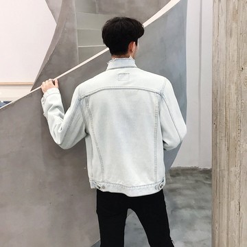 FINDSENSE G6 韓國時尚 牛仔夾克男裝潮流帥氣小清新領口打結外套