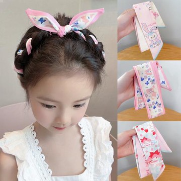 網紅兒童發帶女綁發女童洋氣蝴蝶結飄帶發飾女孩寶寶絲巾編發頭飾