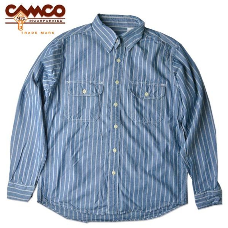 カムコ CAMCO シャンブレー ストライプ ワークシャツ シャンブレーシャツ ブルー ストライプ BLUE STRIPE | LINEブランドカタログ