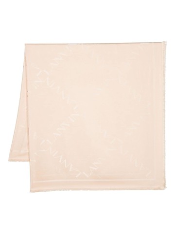 Lanvin - logo-jacquard fringed scarf - women - Silk/Wool - One Size - Neutrals