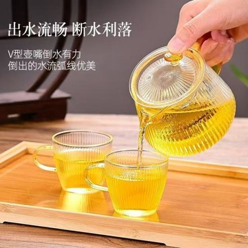2025廠家條紋高硼硅玻璃小茶杯彩把透明品茶杯帶把喝茶杯子茶碗套