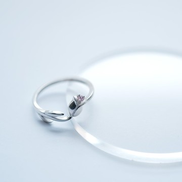 粉色鬱金香戒指 925純銀