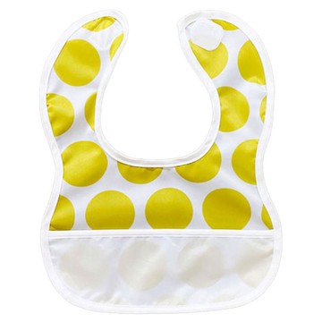 akachan honpo - 短版用餐圍兜-大圓點-黃色 (70~90cm)-日本製