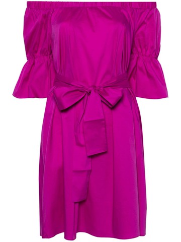 LIU JO - off-shoulder poplin dress - women - Polyamide/Cotton/Elastane - S - Purple