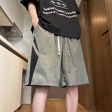 美式 夏季 五分褲 男 寬鬆 百搭 運動 跑步 沙灘褲 冰絲速干休閒短褲