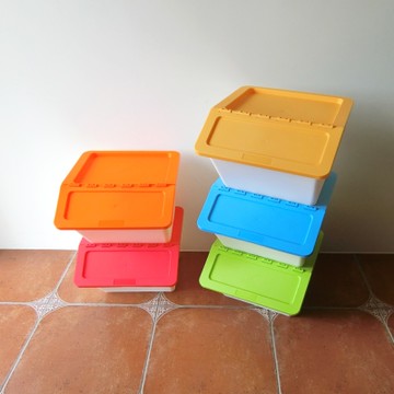 Amos-繽紛彩色斜口蓋塑膠收納櫃5入組