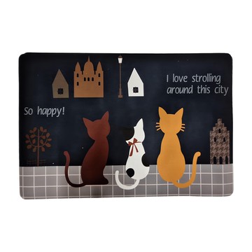 軟式珪藻土踏墊 Set 2  60 x 40cm  歡樂貓咪 黑色