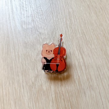 低音提琴禮服音樂家小熊 壓克力磁鐵夾